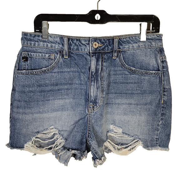 KANCAN Ivanna Ultra High Rise Mom Jean Short Denim Raw Hem 11 / 29 Distressed - Picture 3 of 12